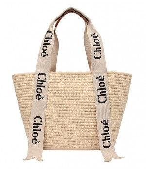 Cумка Chloe Woody Raffia White