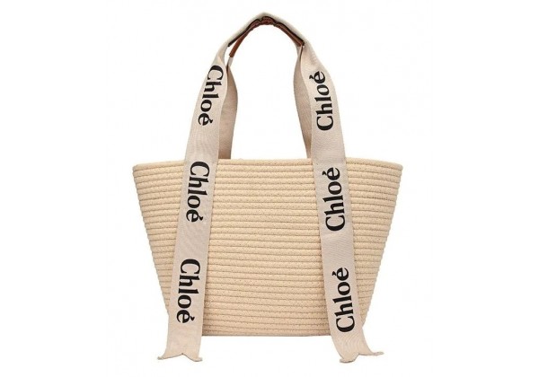 Cумка Chloe Woody Raffia White