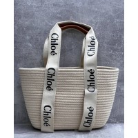 Cумка Chloe Woody Raffia White