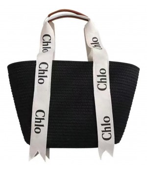 Cумка Chloe Woody Raffia Black