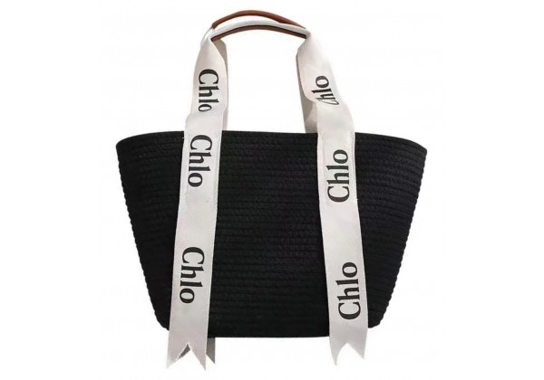 Cумка Chloe Woody Raffia Black