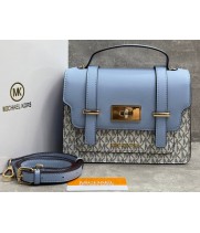 Сумка-портфель Michael Kors Satchel Logo бело-голубая