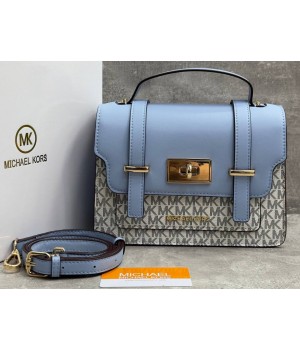 Сумка-портфель Michael Kors Satchel Logo бело-голубая