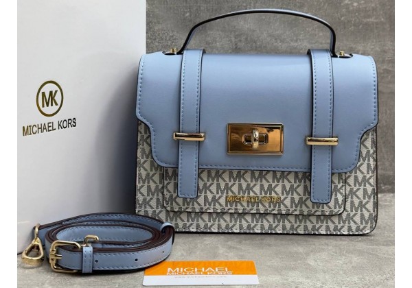 Сумка-портфель Michael Kors Satchel Logo бело-голубая