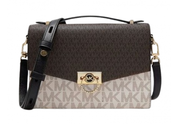 Сумка Michael Kors Hendrix Brown White Medium