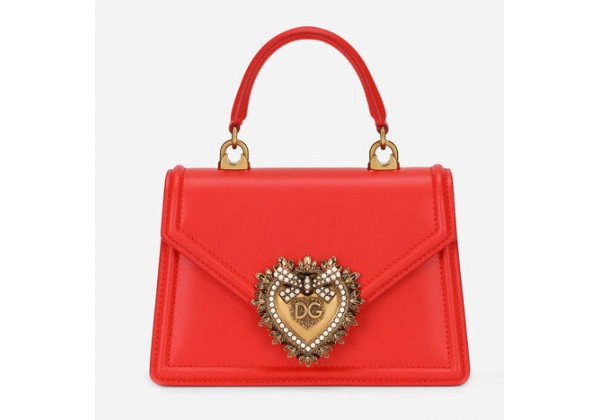Dolce Gabbana сумка женская Devotion красная с золотым