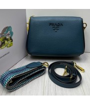 Prada сумка через плечо Saffiano темно-синяя 