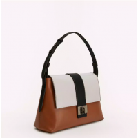 Женская сумка Furla M Perla E бело-коричнево-черная