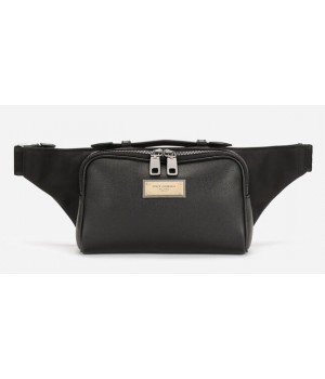 Мужская поясная сумка Dolce Gabbana Granata черная с серебреным 