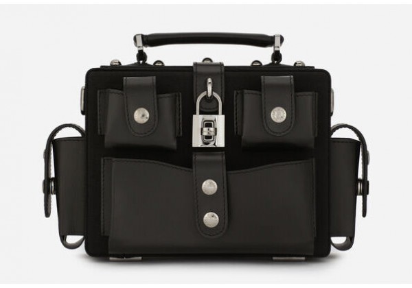 Мужская поясная сумка Dolce Gabbana черная с серебром 