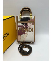 Fendi сумка серая с коричневым