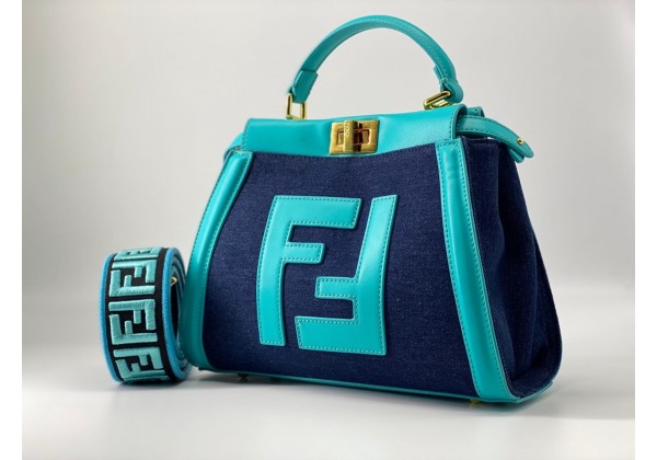 Fendi сумка Peekaboo синяя с голубым