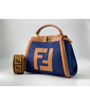 Fendi сумка Peekaboo синяя с коричневая