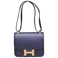 Cумка Hermes Leather Crossbody темно-синяя