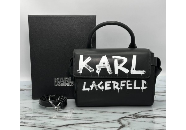 Сумка Karl Lagerfeld с надписями черная 