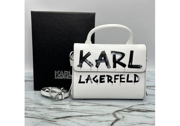 Сумка Karl Lagerfeld с надписями белая 
