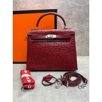 Сумка Hermes Kelly 28 Ostrich Dark Red