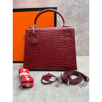 Сумка Hermes Kelly 28 Ostrich Dark Red