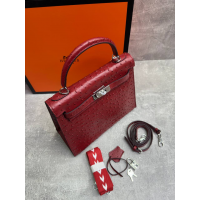 Сумка Hermes Kelly 28 Ostrich Dark Red