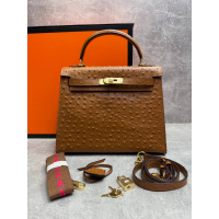 Сумка Hermes Kelly 28 Ostrich Brown