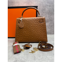 Сумка Hermes Kelly 28 Ostrich Brown