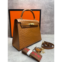 Сумка Hermes Kelly 28 Ostrich Brown