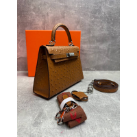 Сумка Hermes Kelly 22 Ostrich Brown