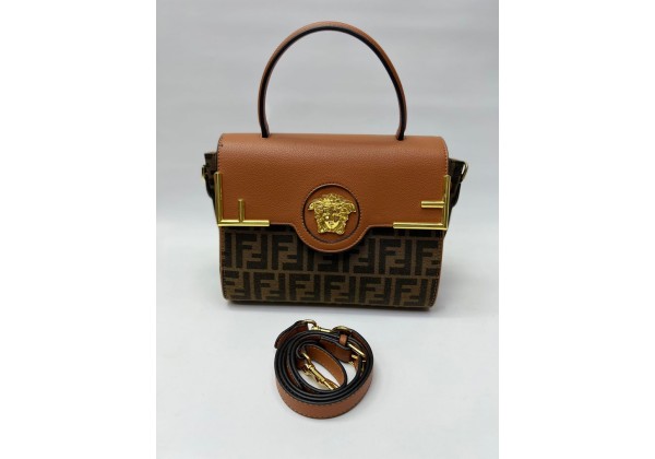 Женская сумка Versace Medusa коричневая с золотым