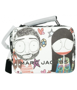 Женская Marc Jacobs сумка Mini Box с принтом белая