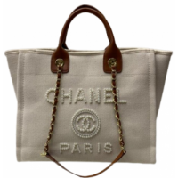 Сумка Chanel Tote с логотипом бежевая 