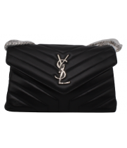 Сумка Saint Laurent Loulou черная с серебром через плечо