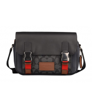 Сумка Coach Track Crossbody черная с красным прямоугольная