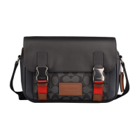 Сумка Coach Track Crossbody черная с красным прямоугольная