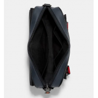 Сумка Coach Track Crossbody черная с красным прямоугольная