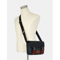 Сумка Coach Track Crossbody черная с красным прямоугольная