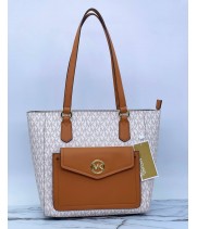 Сумка Michael Kors Jet Set Medium Logo Pocket Tote Bag белая