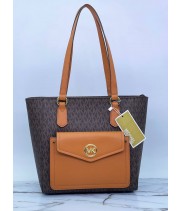 Сумка Michael Kors Jet Set Medium Logo Pocket Tote Bag коричневая
