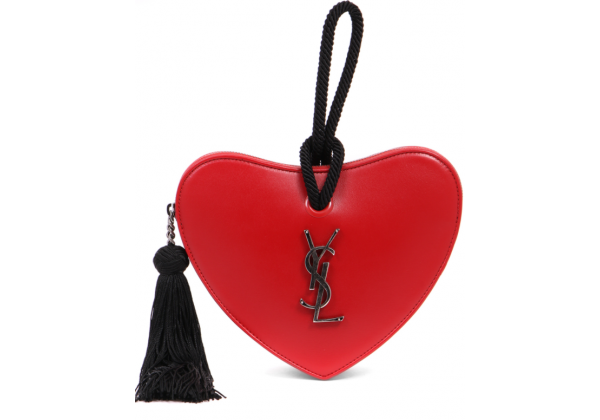 Сумка Saint Laurent Monogram Heart красная с черным
