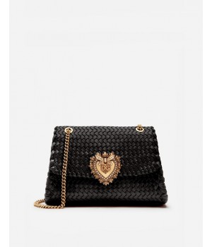 Dolce Gabbana сумка женская на плечо Devotion из плетеной наппы черная