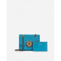 Dolce Gabbana сумка женская на плечо Devotion из плетеной наппы синяя