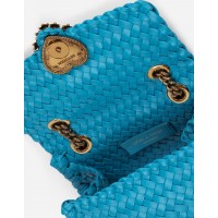 Dolce Gabbana сумка женская на плечо Devotion из плетеной наппы синяя