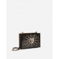 Dolce Gabbana сумка женская Devotion box из прозрачного синтетического стекла с вышивкой стразами черная