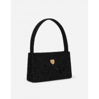 Dolce Gabbana сумка женская с вышивкой из кордового кружева черная