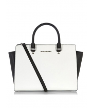 Женская сумка MICHAEL MICHAEL KORS SELMA LARGE белая с черными ручками
